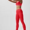 High-Waist Airlift Legging - Rosso brillante/Bianco