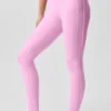 High-Waist Airlift Love Language Stirrup Leggings - Rosa Candy Heart