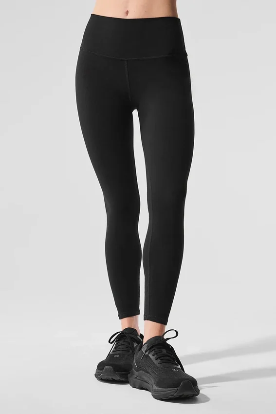 High-Waist Alosoft 7/8 Highlight Leggings - Nero