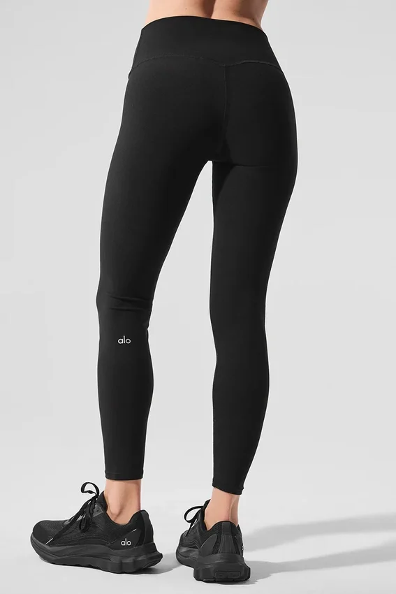 High-Waist Alosoft 7/8 Highlight Leggings - Nero