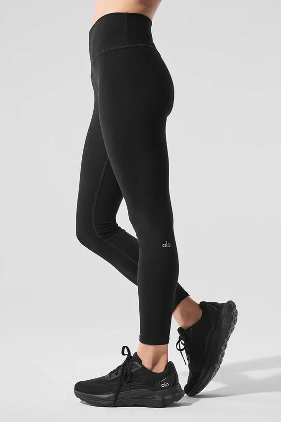 High-Waist Alosoft 7/8 Highlight Leggings - Nero