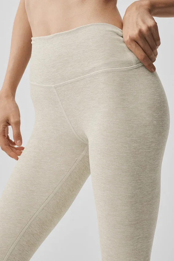High-Waist Alosoft 7/8 Highlight Leggings - Oatmeal Heather