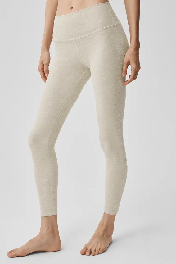 High-Waist Alosoft 7/8 Highlight Leggings - Oatmeal Heather