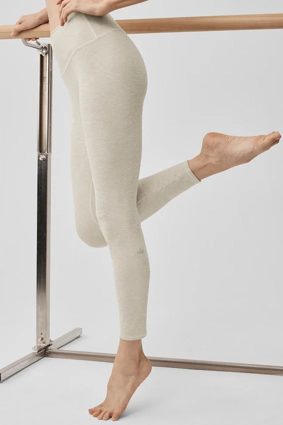 High-Waist Alosoft 7/8 Highlight Leggings - Oatmeal Heather