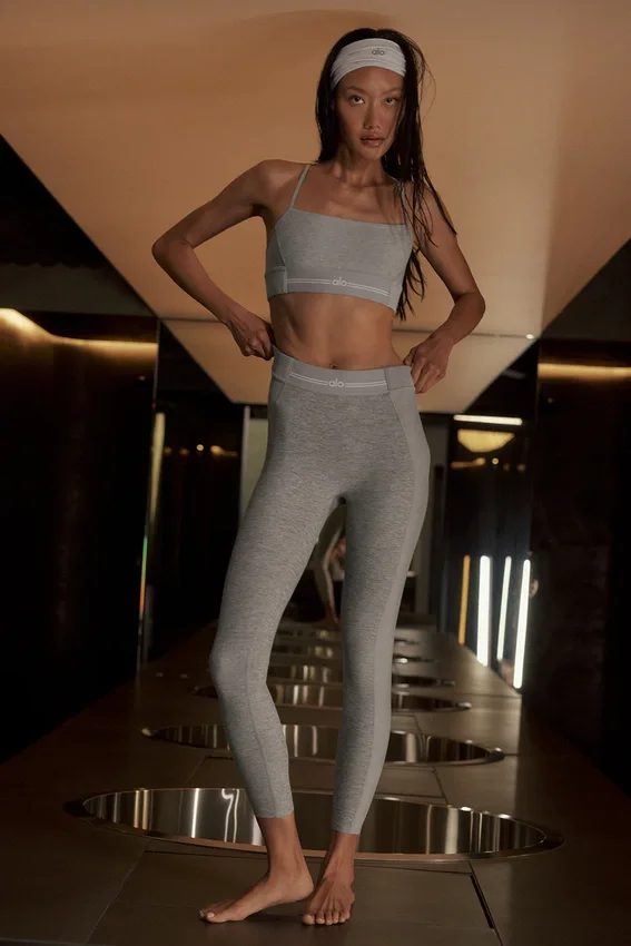High-Waist Alosoft 7/8 Relay Leggings - Grigio melange atletico/Bianco