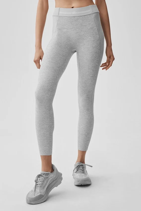 High-Waist Alosoft 7/8 Relay Leggings - Grigio melange atletico/Bianco