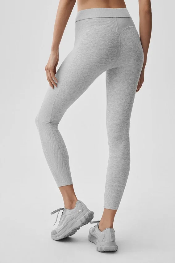 High-Waist Alosoft 7/8 Relay Leggings - Grigio melange atletico/Bianco
