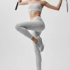 High-Waist Alosoft 7/8 Relay Leggings - Grigio melange atletico/Bianco
