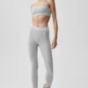 High-Waist Alosoft 7/8 Relay Leggings - Grigio melange atletico/Bianco