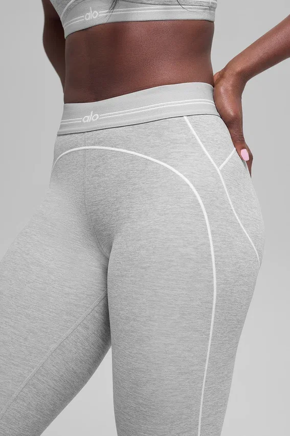 High-Waist Alosoft Heart Throb Leggings 7/8 - Grigio melange sportivo/Bianco