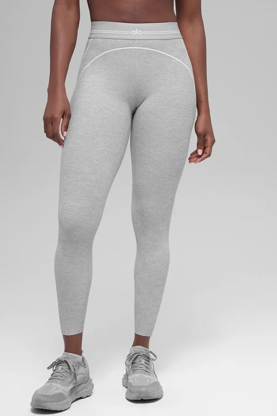 High-Waist Alosoft Heart Throb Leggings 7/8 - Grigio melange sportivo/Bianco