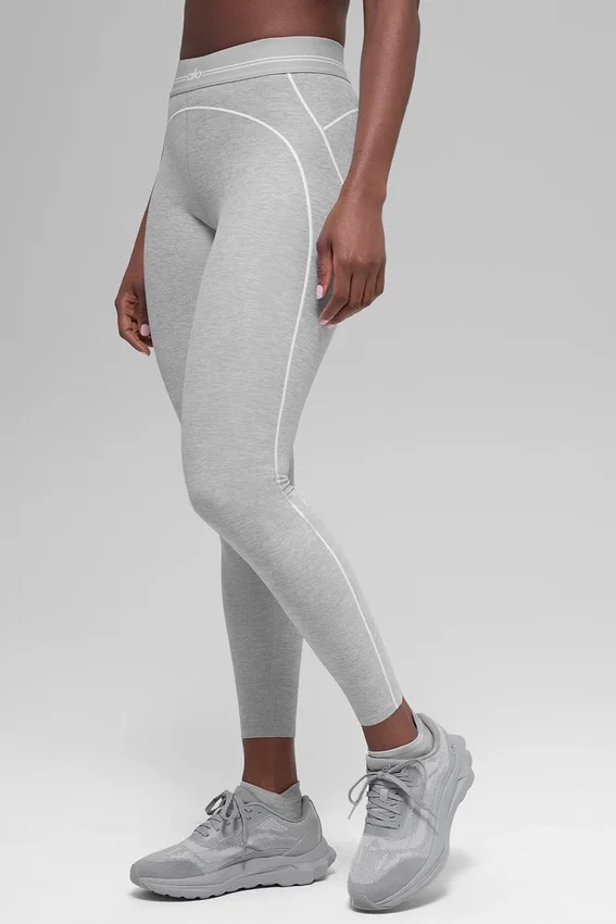 High-Waist Alosoft Heart Throb Leggings 7/8 - Grigio melange sportivo/Bianco