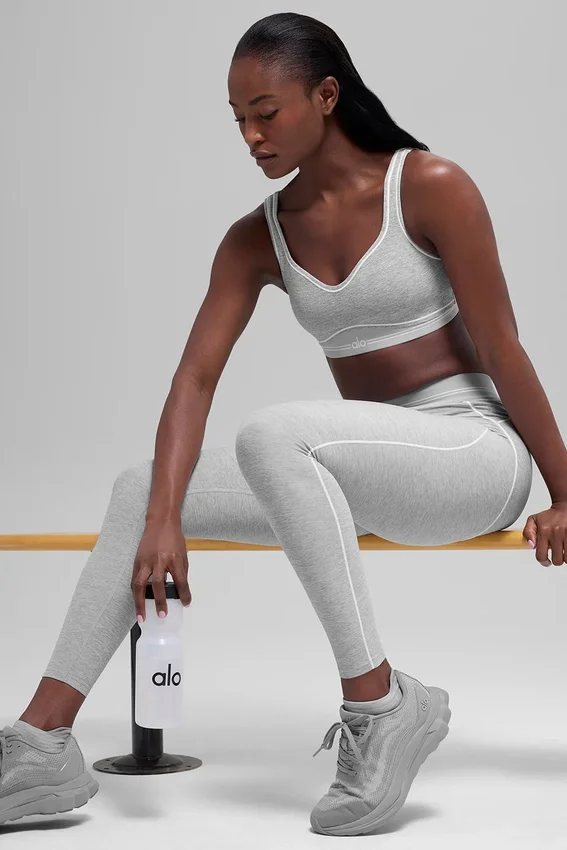 High-Waist Alosoft Heart Throb Leggings 7/8 - Grigio melange sportivo/Bianco