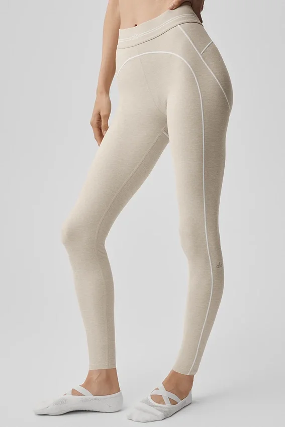 High-Waist Alosoft Heart Throb Leggings 7/8 - Oatmeal Heather/Bianco