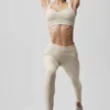 High-Waist Alosoft Heart Throb Leggings 7/8 - Oatmeal Heather/Bianco