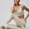 High-Waist Alosoft Heart Throb Leggings 7/8 - Oatmeal Heather/Bianco