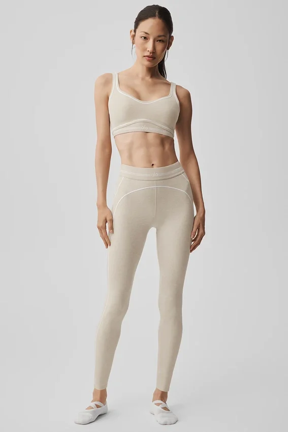High-Waist Alosoft Heart Throb Leggings 7/8 - Oatmeal Heather/Bianco