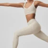 High-Waist Alosoft Heart Throb Leggings - Oatmeal Heather/Bianco