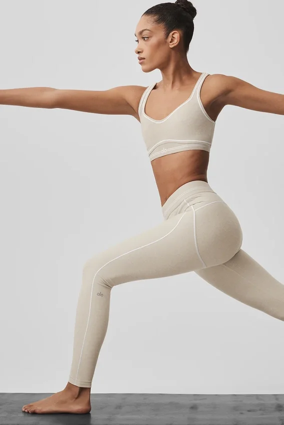 High-Waist Alosoft Heart Throb Leggings - Oatmeal Heather/Bianco