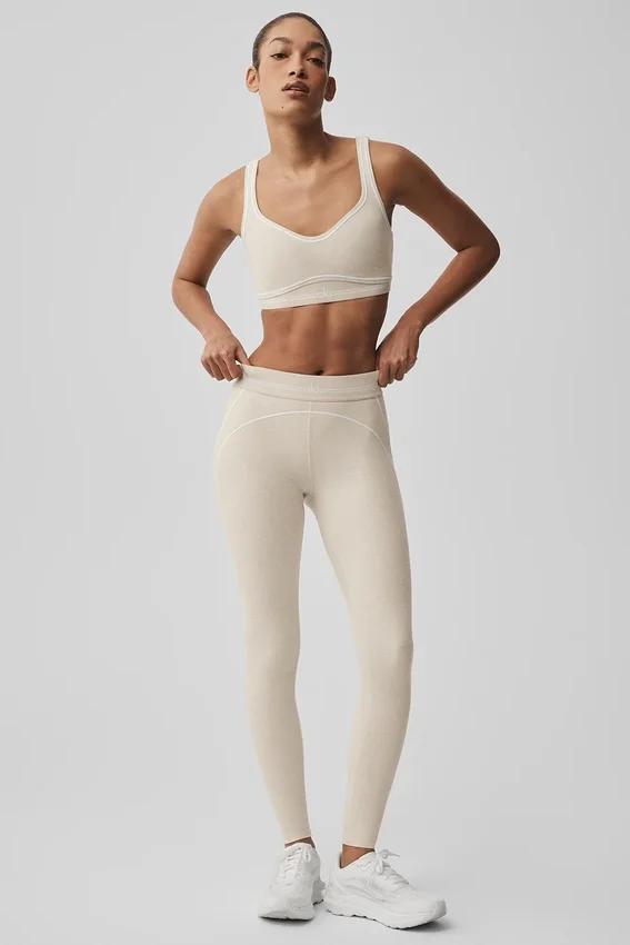 High-Waist Alosoft Heart Throb Leggings - Oatmeal Heather/Bianco