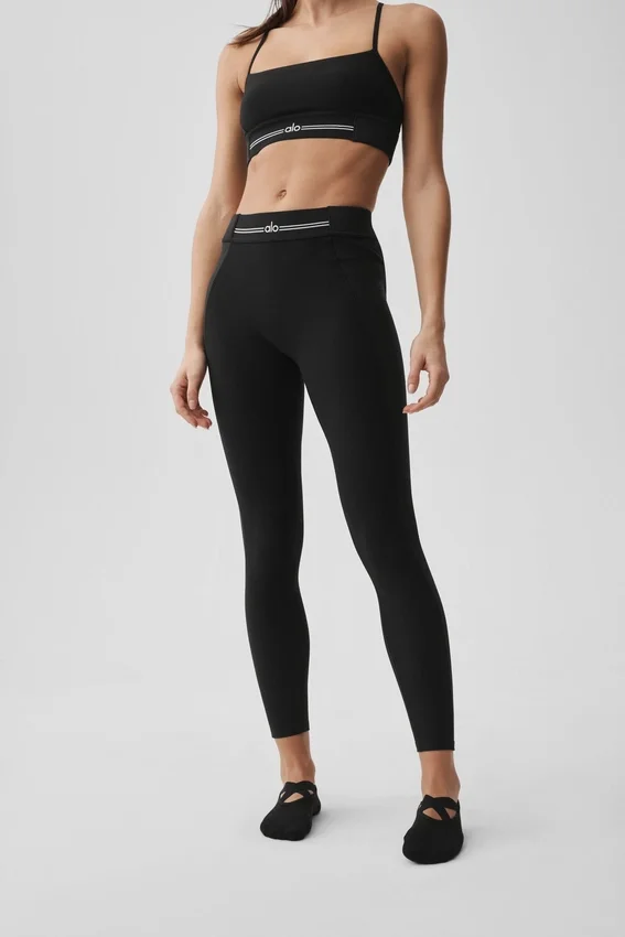 High-Waist Alosoft Relay 7/8 Leggings - Nero/Bianco