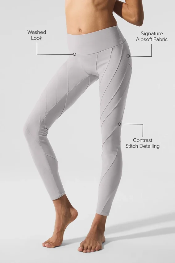 High-Waist Alosoft Sunray Legging - Grigio cielo slavato