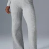 High-Waist Cashmere Waffle Plush Pant - Athletic Heather Grey