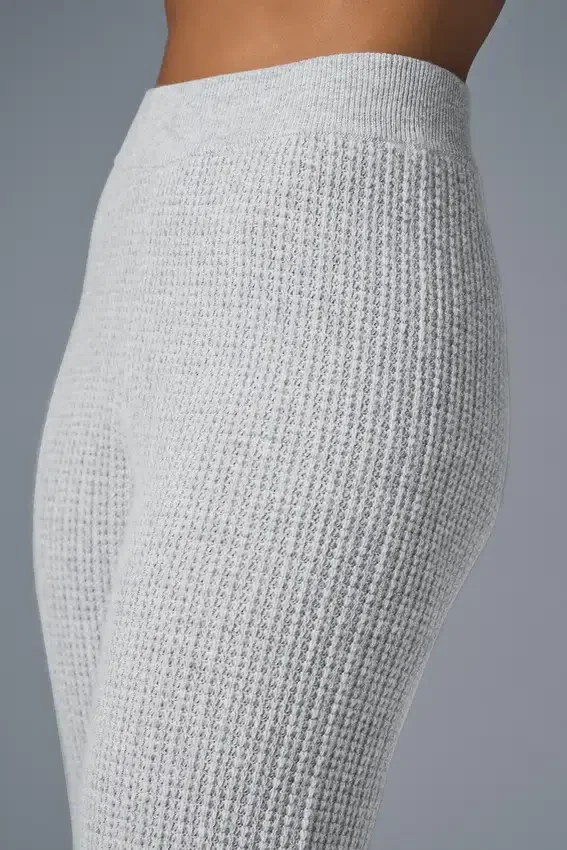 High-Waist Cashmere Waffle Plush Pant - Athletic Heather Grey