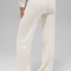 High-Waist Cashmere Waffle Plush Pant - Avorio