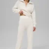 High-Waist Cashmere Waffle Plush Pant - Avorio