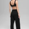 High-Waist New Class wide leg pants in wool and cashmere - Black