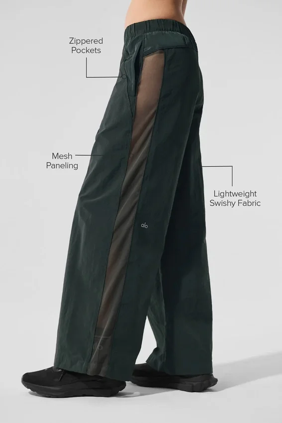 High-Waist Origin Wide Leg Track Pant - Verde antracite