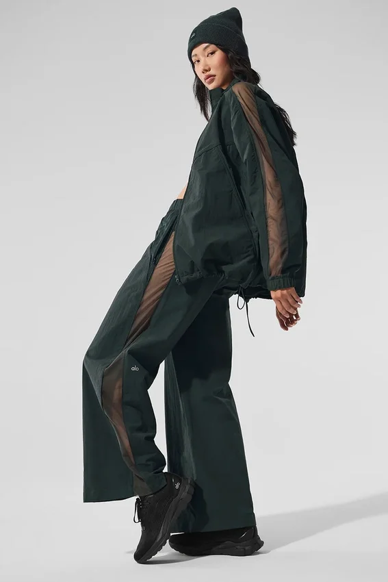 High-Waist Origin Wide Leg Track Pant - Verde antracite