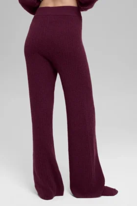 High-Waist Plush Waffle Pant – Borgogna