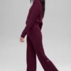 High-Waist Plush Waffle Pant - Borgogna