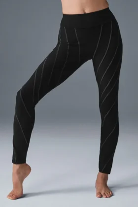High-Waist Sunray Legging in Alosoft - Nero/Bianco