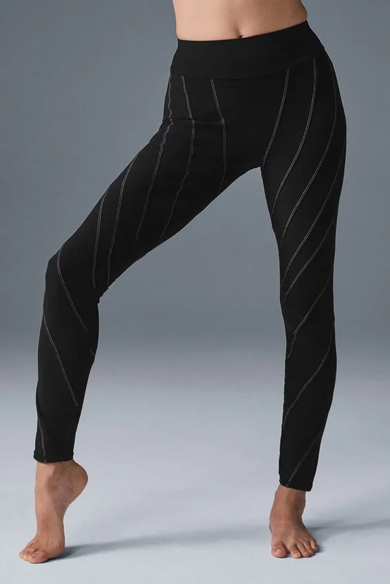 High-Waist Sunray Legging in Alosoft - Nero/Bianco