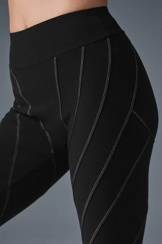 High-Waist Sunray Legging in Alosoft - Nero/Bianco
