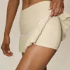 High-Waist Tennis Skirt in cotone e cashmere - Beige sabbia/Bianco