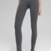 Leggings a costine bicolore senza cuciture High-Waist - Grigio nebbia scuro melange
