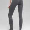 Leggings a costine bicolore senza cuciture High-Waist - Grigio nebbia scuro melange