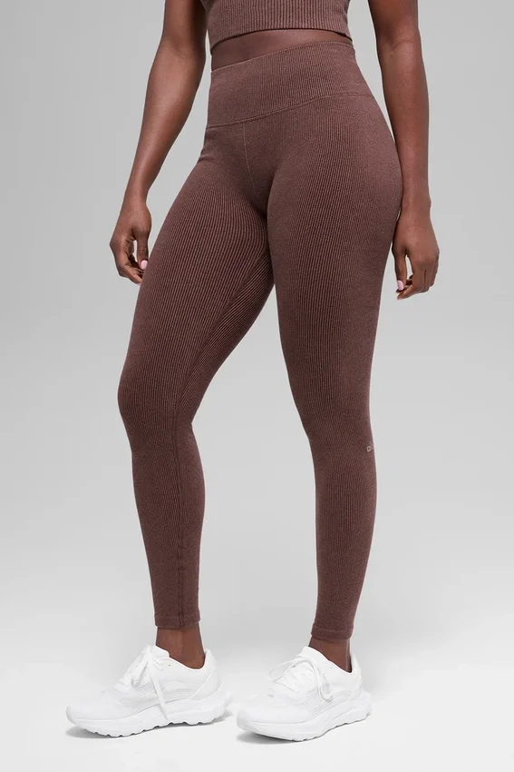 Leggings a costine bicolori senza cuciture High-Waist - Brownstone Heather
