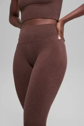 Leggings a costine bicolori senza cuciture High-Waist – Brownstone Heather