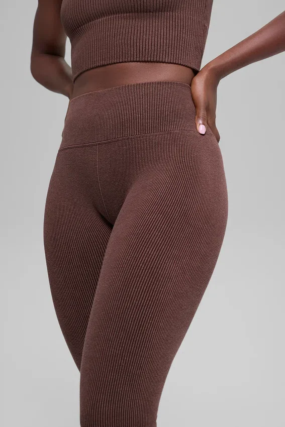 Leggings a costine bicolori senza cuciture High-Waist - Brownstone Heather