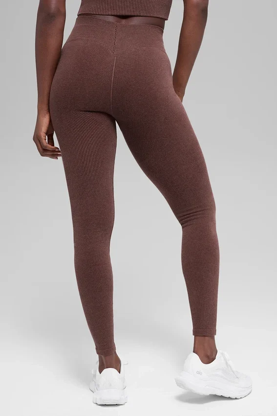Leggings a costine bicolori senza cuciture High-Waist - Brownstone Heather