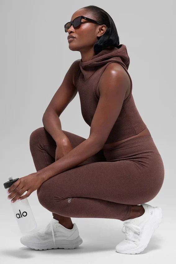 Leggings a costine bicolori senza cuciture High-Waist - Brownstone Heather