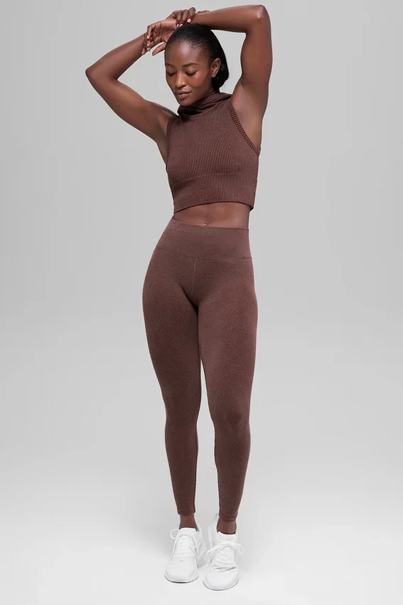 Leggings a costine bicolori senza cuciture High-Waist - Brownstone Heather