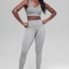 Leggings a costine bicolori senza cuciture High-Waist - Light Misty Grey Heather