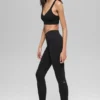 Leggings a costine bicolori senza cuciture High-Waist - Nero