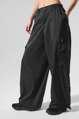 Leggings a gamba larga Sheer Game Time - Nero